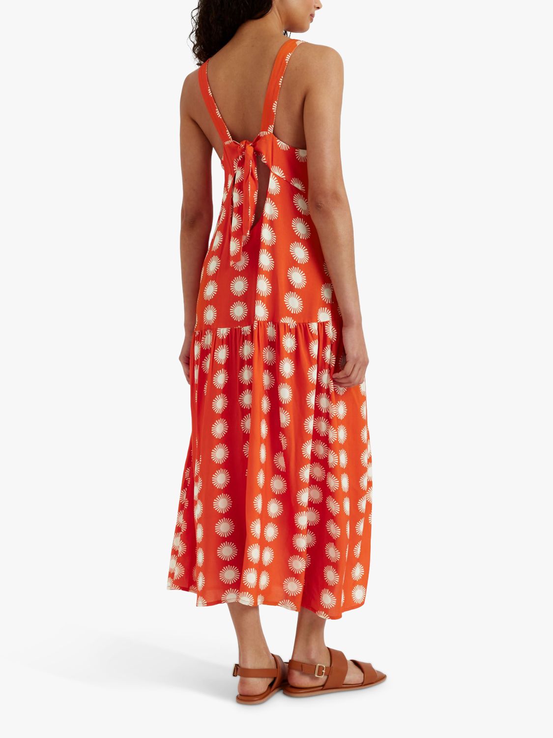 Chinti & Parker Formentera Midi Dress, Orange/Cream, 6
