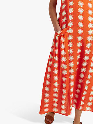 Chinti & Parker Formentera Midi Dress, Orange/Cream
