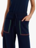 Chinti & Parker Santorini Cotton Cashmere Blend Trousers, Navy/Green/Orange