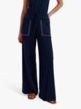 Chinti & Parker Santorini Cotton Cashmere Blend Trousers, Navy/Green/Orange