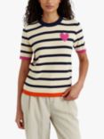 Chinti & Parker Breton Stripe Short Sleeve Jumper, Cream/Multi