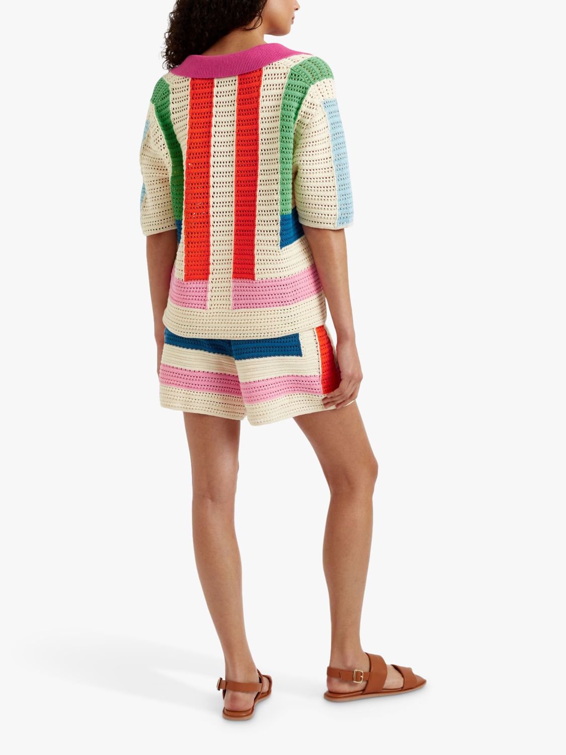 Buy Chinti & Parker Crochet Stitch Stripe Shirt Jumper, Cream/Multi Online at johnlewis.com