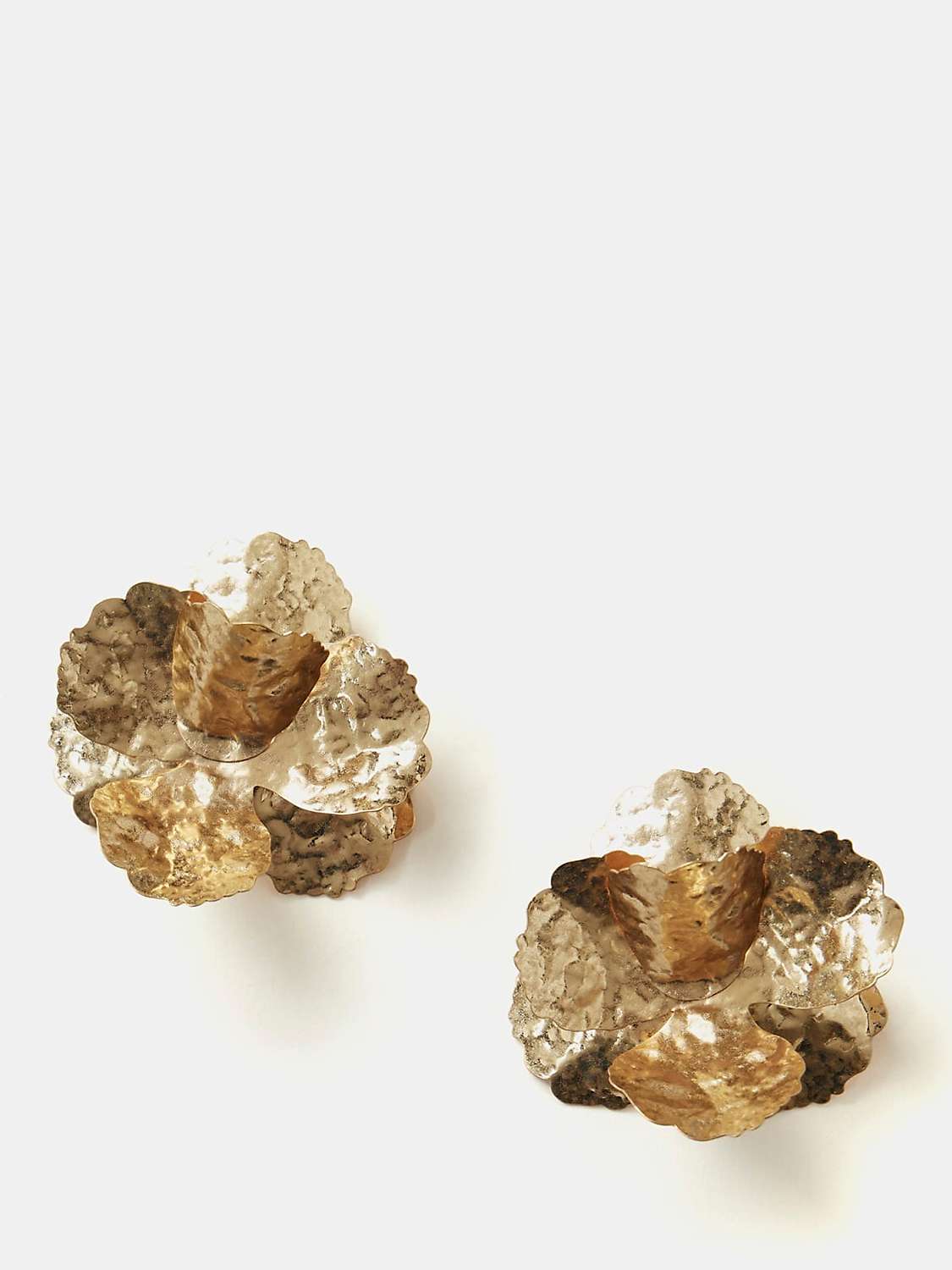 Buy Mint Velvet Hammered Floral Statement Earrings, Gold Online at johnlewis.com