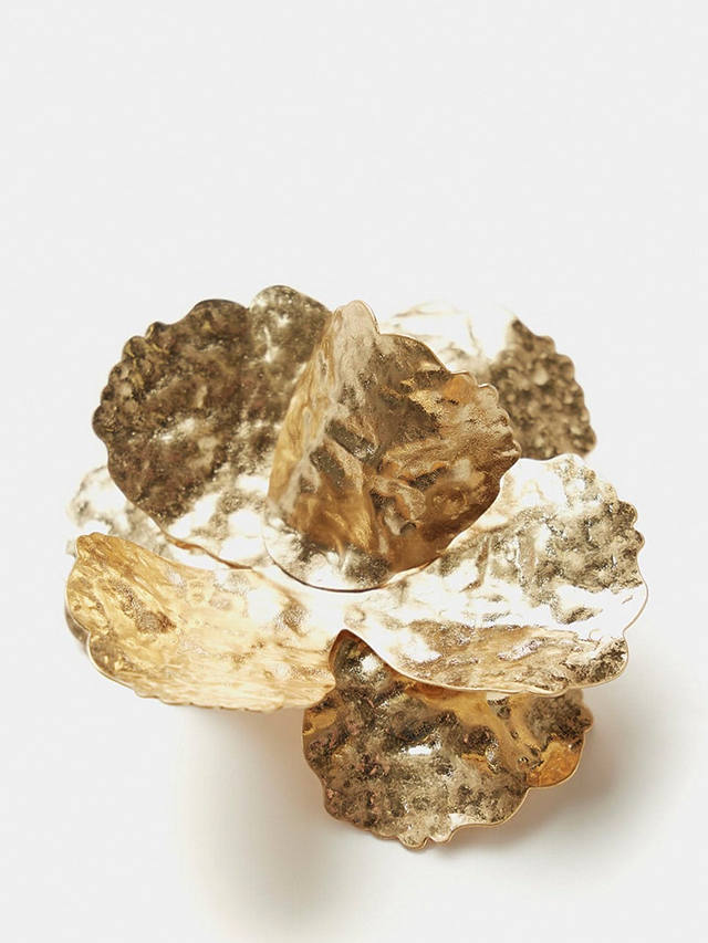 Mint Velvet Hammered Floral Statement Earrings, Gold