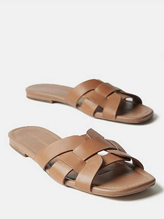 Mint Velvet Woven Flat Sandals, Brown Multi Brown