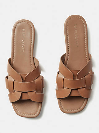 Mint Velvet Woven Flat Sandals, Brown Multi Brown