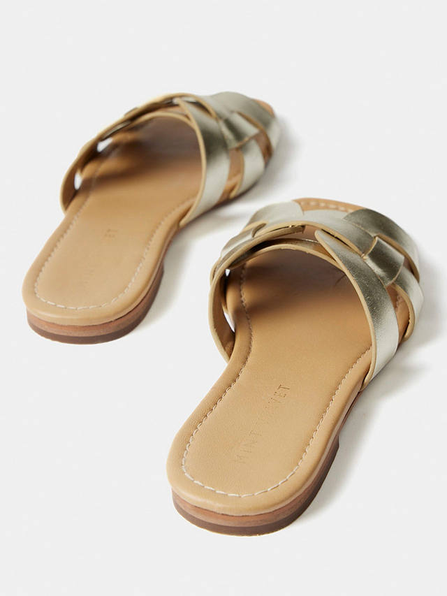 Mint Velvet Woven Flat Sandals, Gold Gold