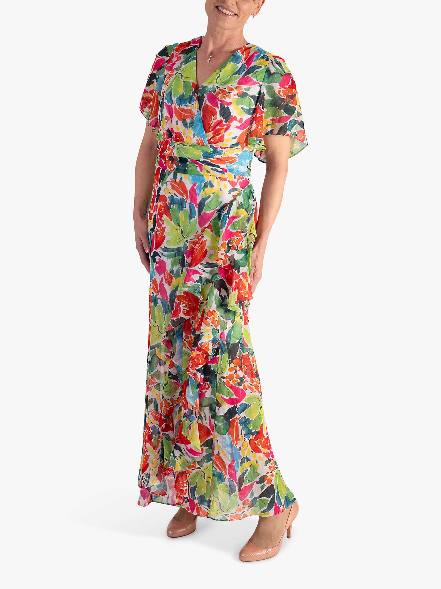 Buy chesca Tropical Print Faux Wrap Chiffon Maxi Dress, Multi Online at johnlewis.com