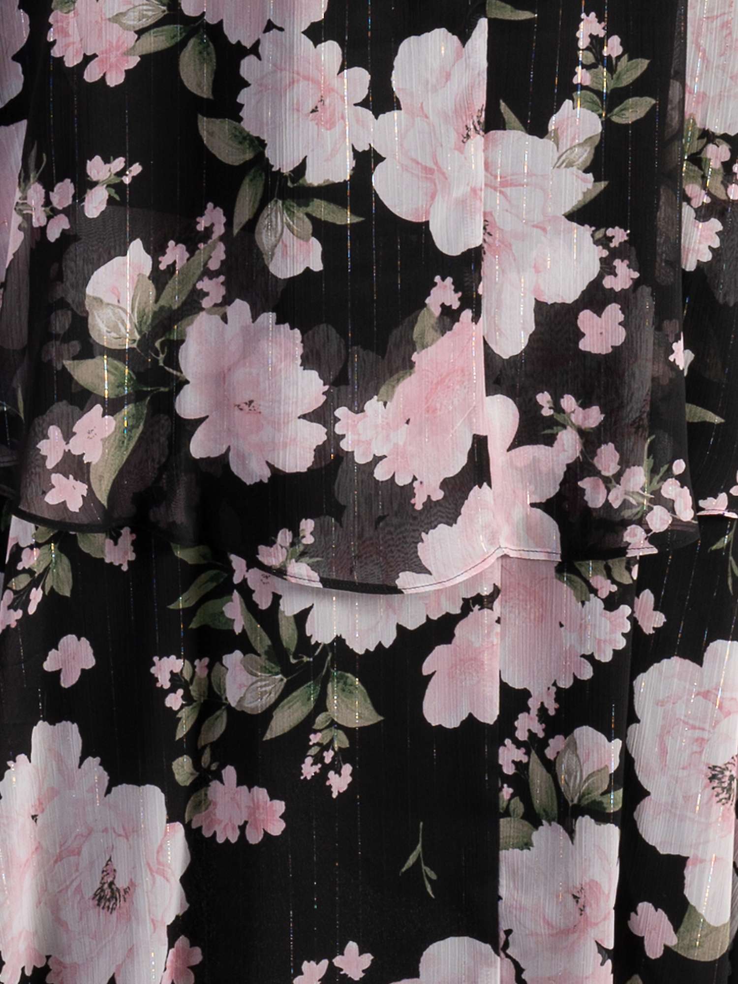 Buy chesca Wild Rose Print Tiered Chiffon Maxi Dress, Black/Pink Online at johnlewis.com