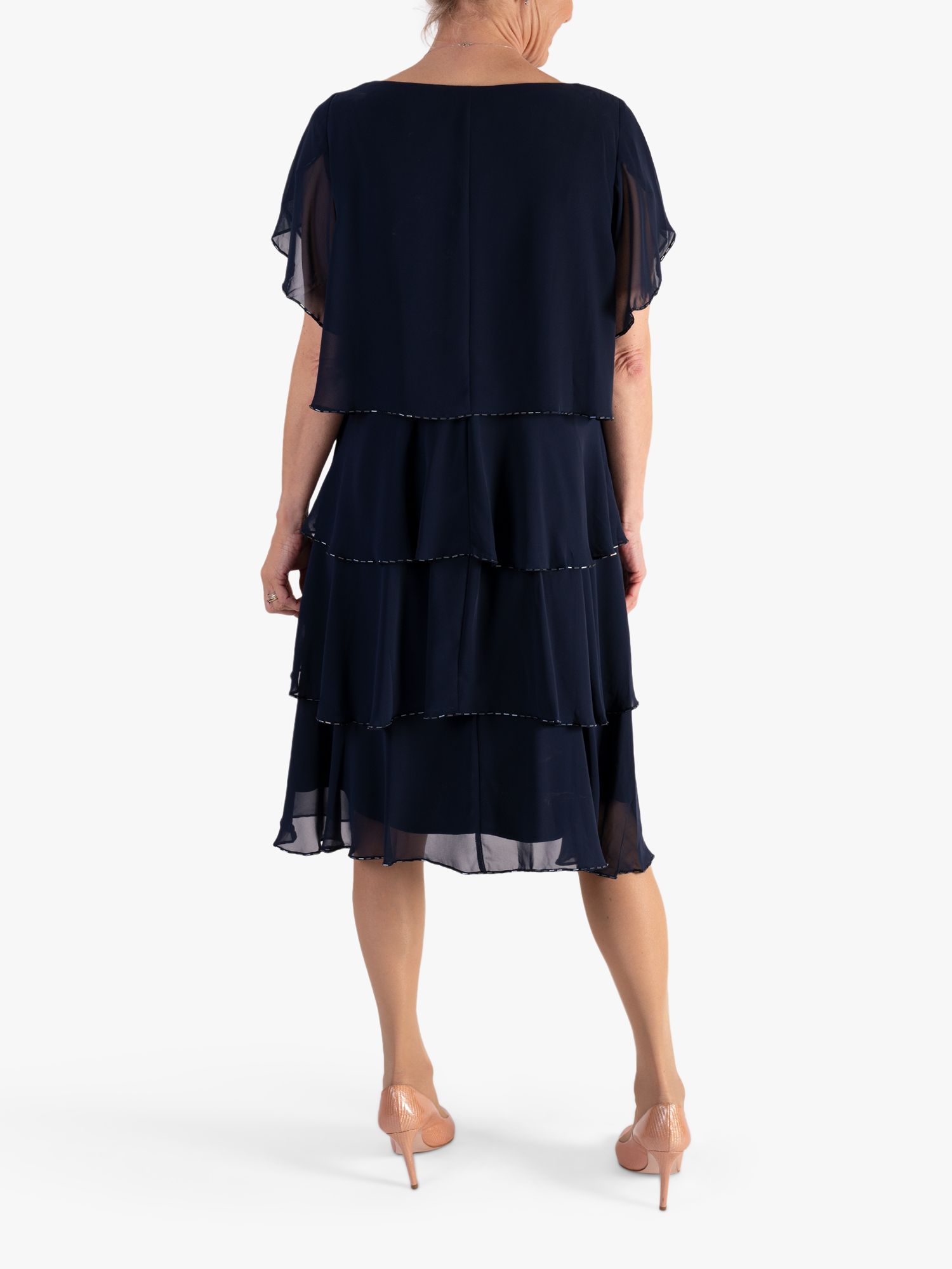 Buy chesca Multi Layered Bead Trim Knee Length Dress, Navy Online at johnlewis.com