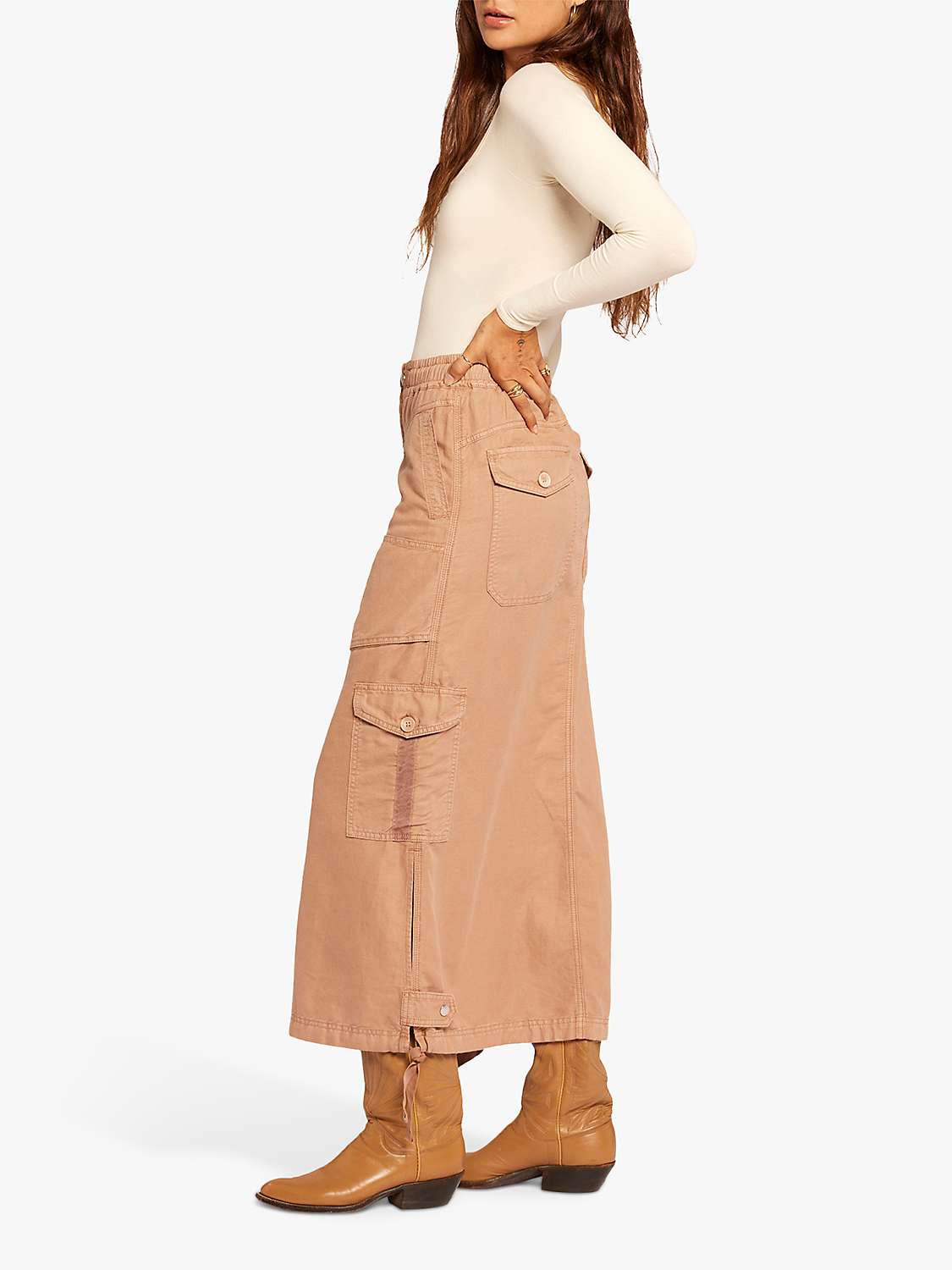 Buy Current/Elliott Article Utility Linen Blend Maxi Skirt, Damask Online at johnlewis.com