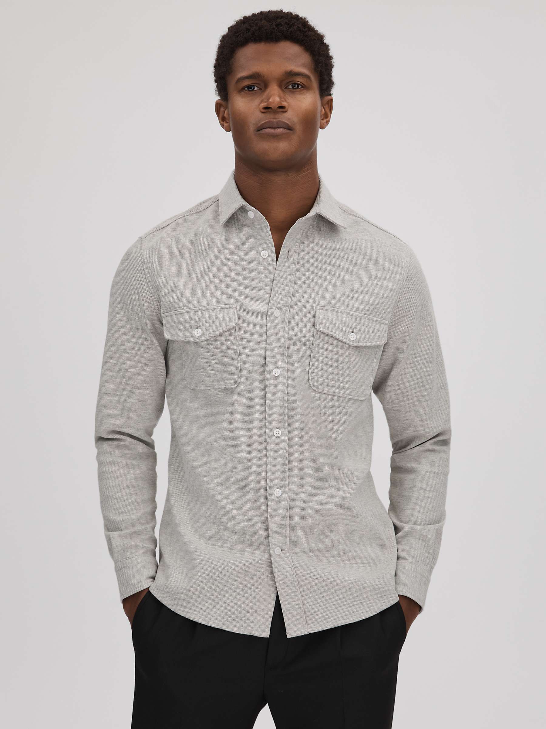 Buy Reiss Ragan Long Sleeve Jersey Textured Shirt Online at johnlewis.com
