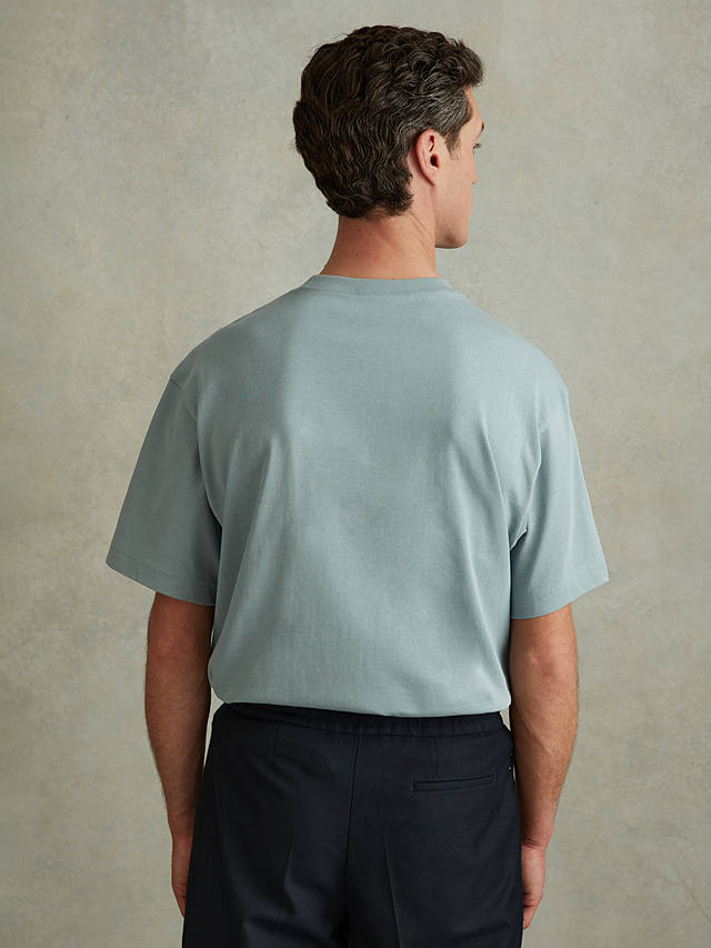 Reiss Tate Cotton Crew Neck T-Shirt, Faded Denim