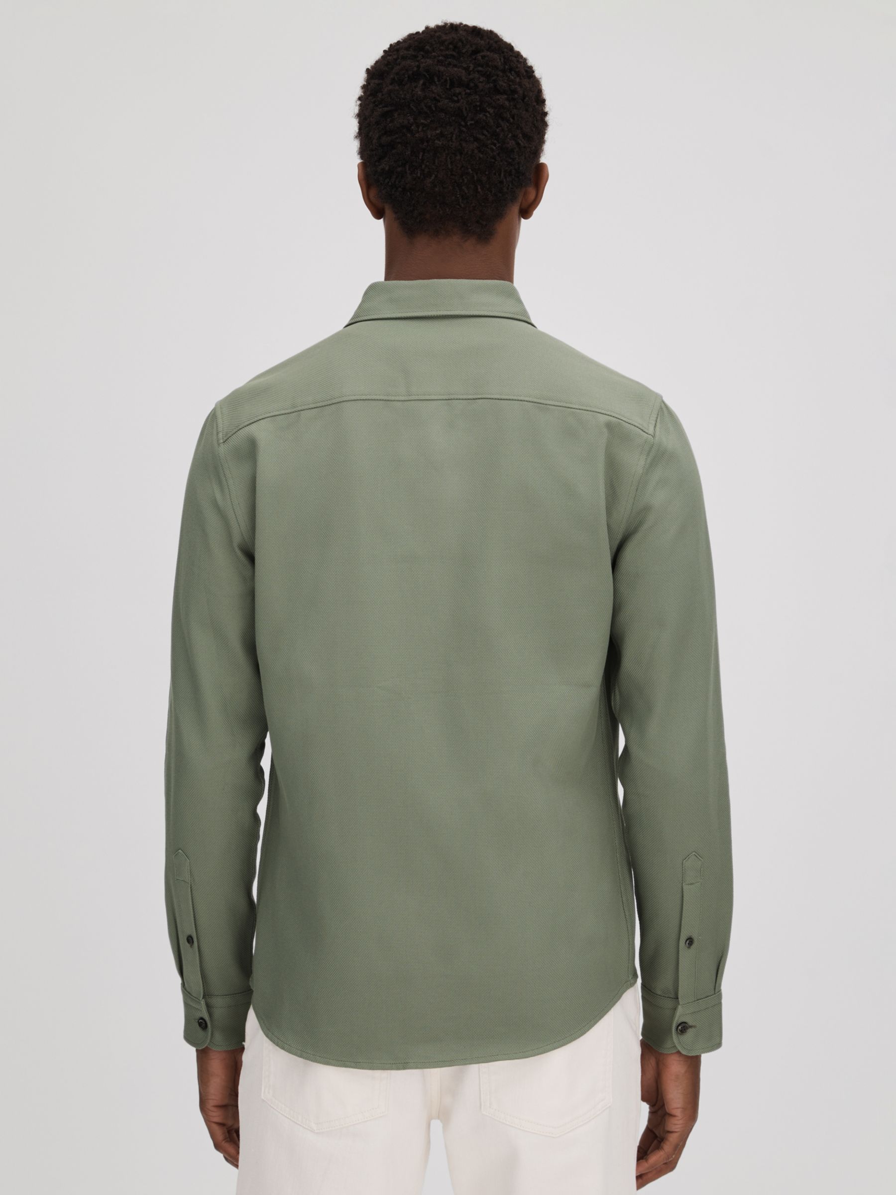 Reiss Arlo Long Sleeve Textured Shirt, Pistachio, XS
