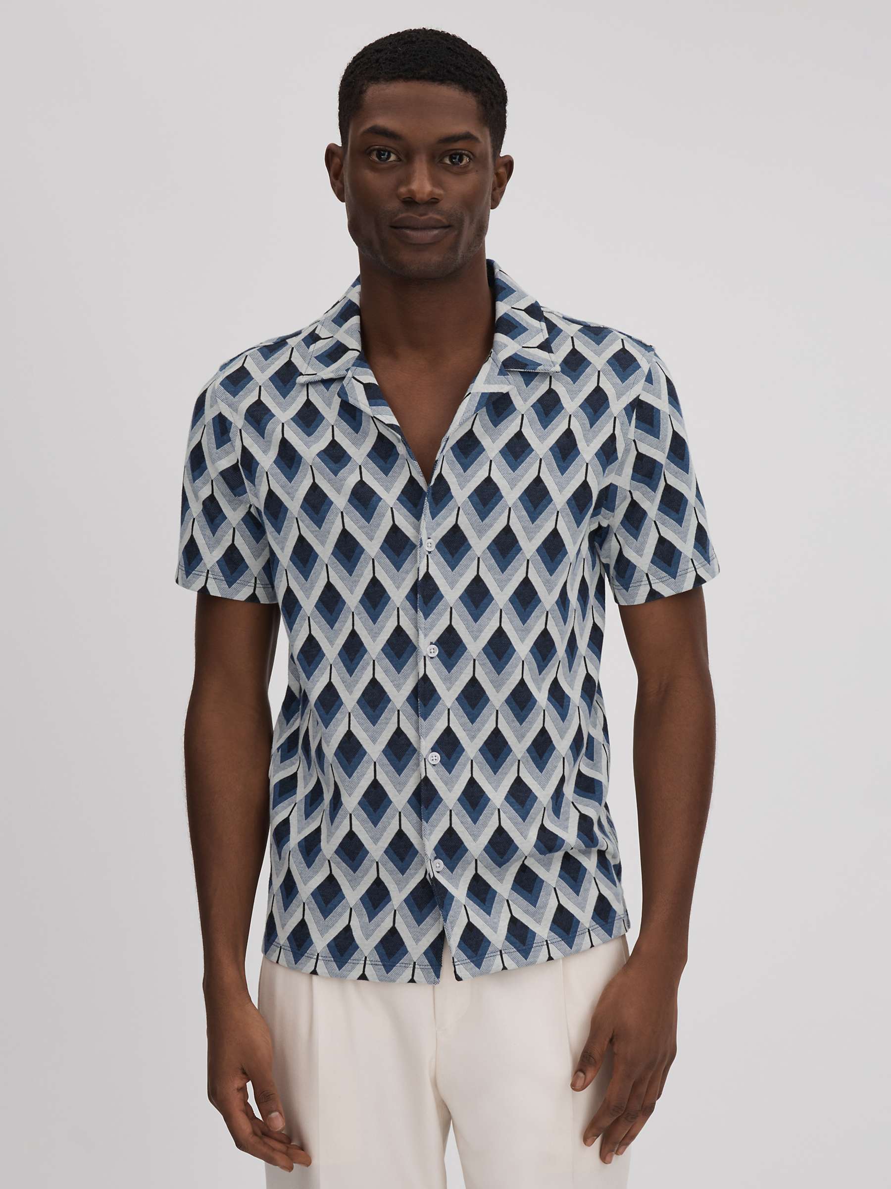 Buy Reiss Beech Geometric Print Shirt, Navy/Multi Online at johnlewis.com