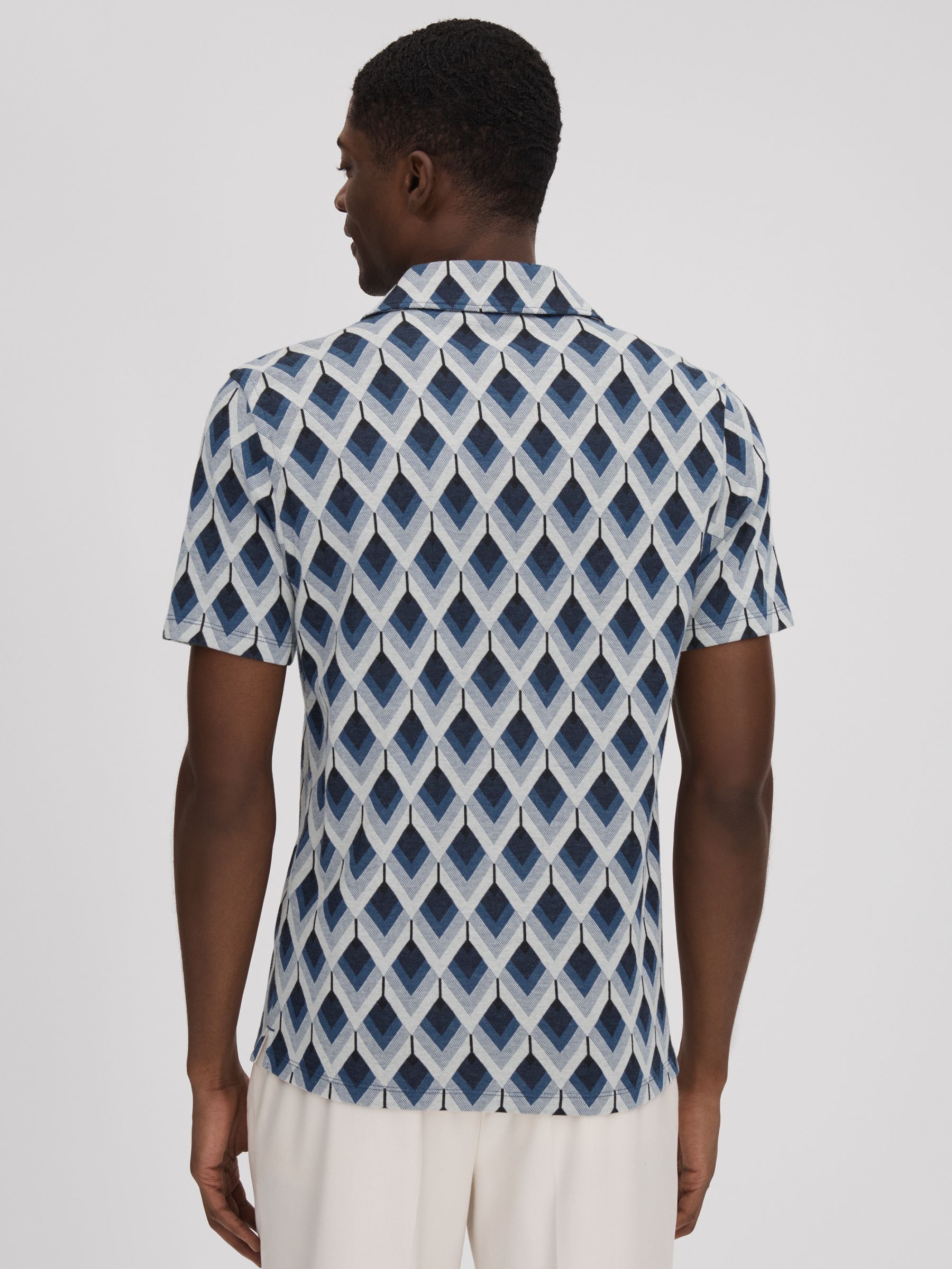 Reiss Beech Geometric Print Shirt, Navy/Multi, XS