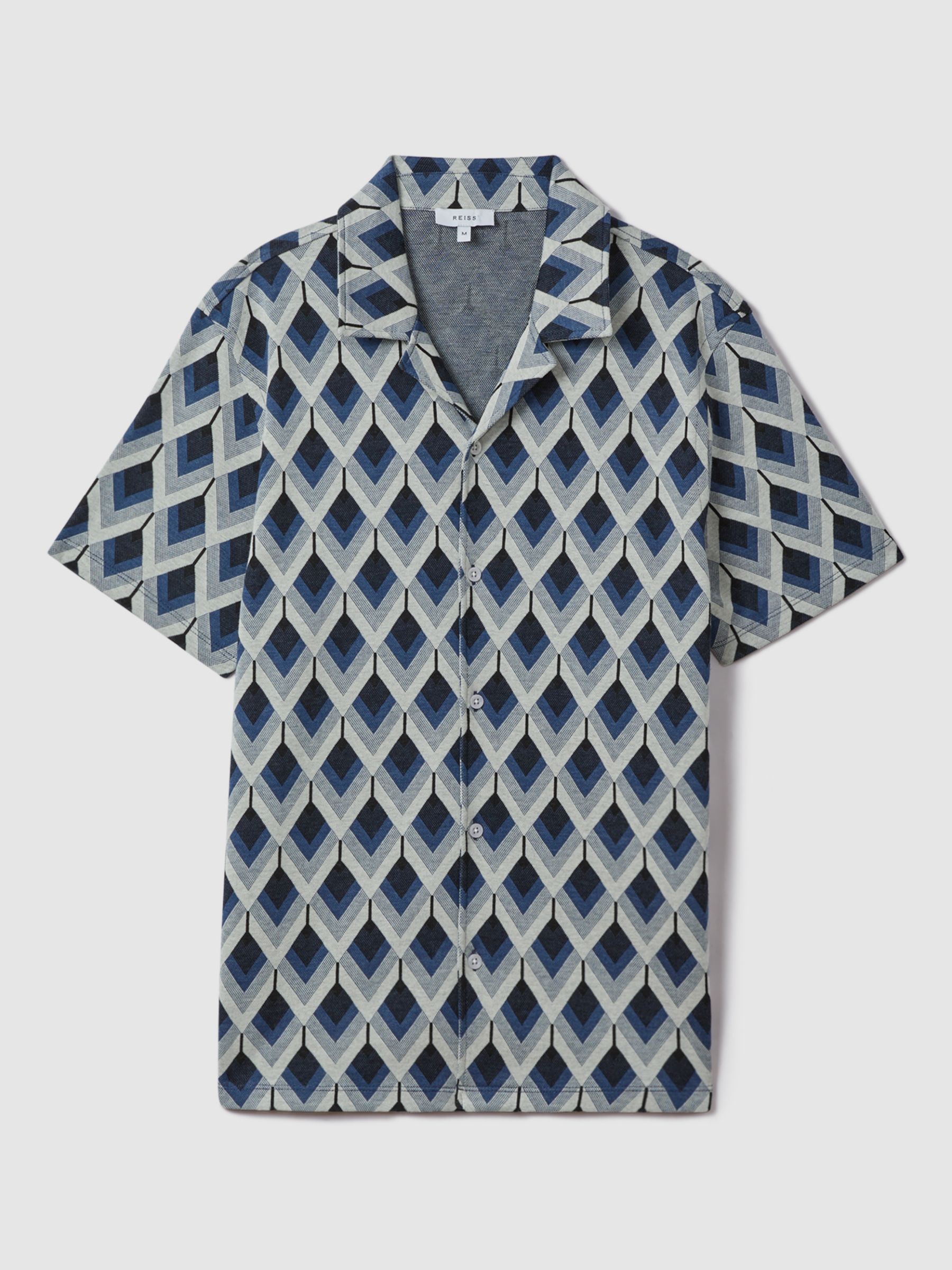 Reiss Beech Geometric Print Shirt, Navy/Multi, XS