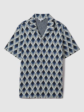 Reiss Beech Geometric Print Shirt, Navy/Multi