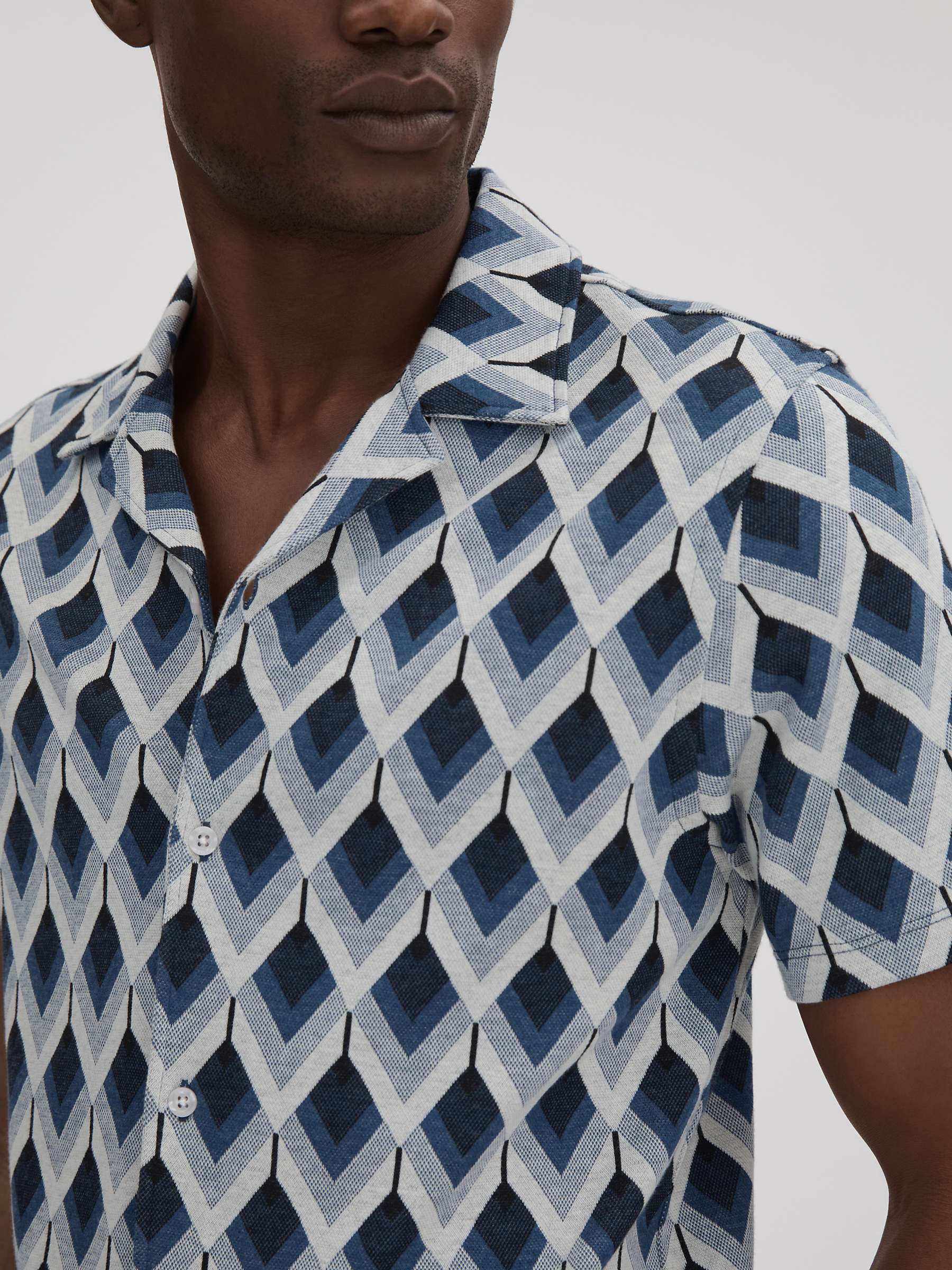 Buy Reiss Beech Geometric Print Shirt, Navy/Multi Online at johnlewis.com
