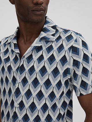 Reiss Beech Geometric Print Shirt, Navy/Multi