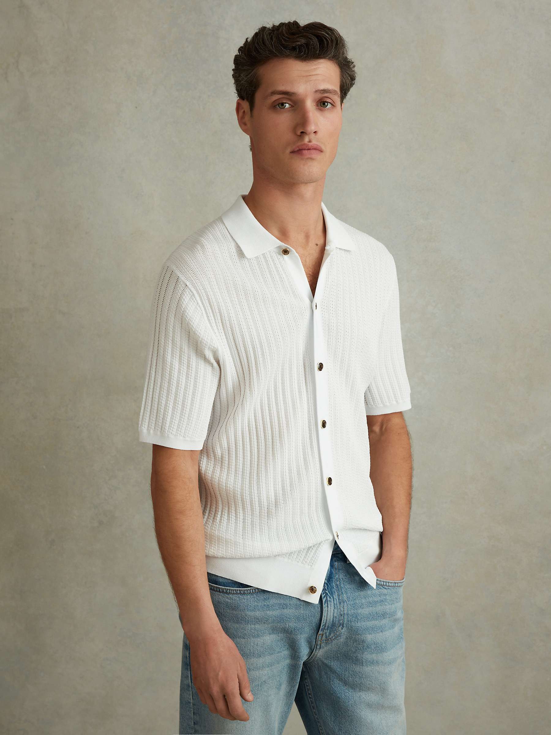 Buy Reiss Murray Ribbed Knit Shirt Online at johnlewis.com