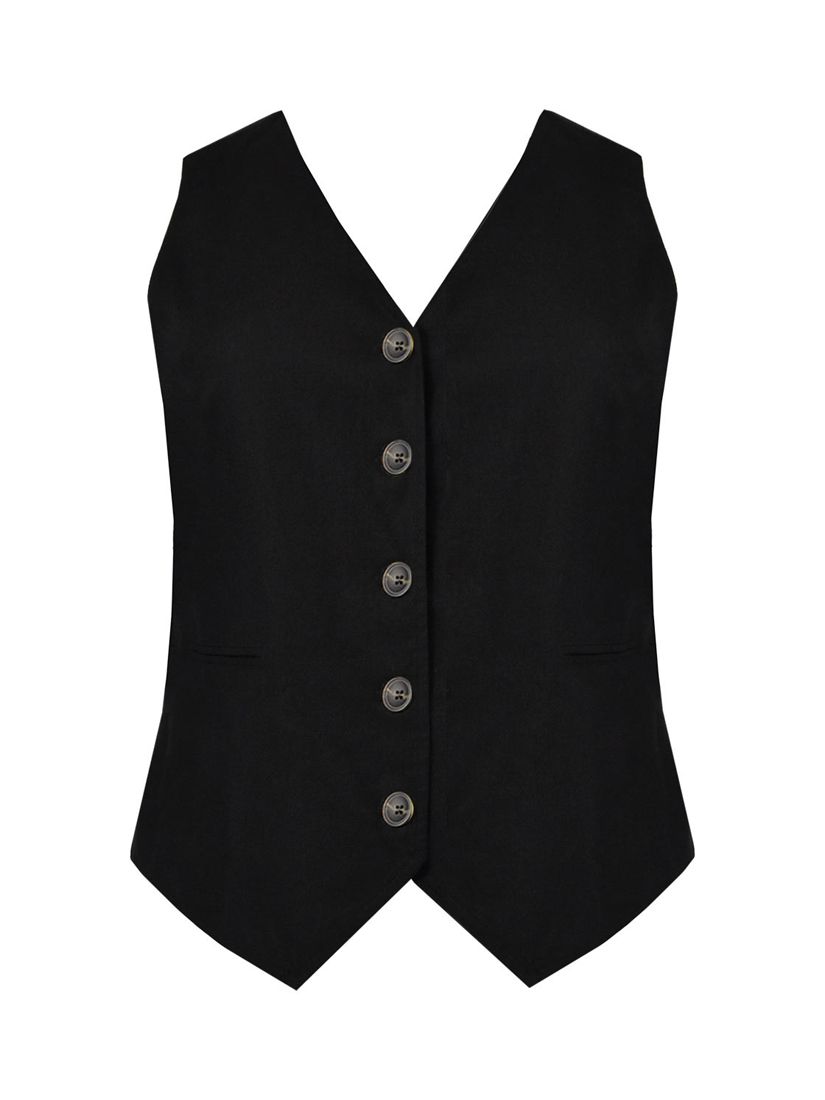 Buy Live Unlimited Curve Linen Blend Waistcoat, Black Online at johnlewis.com