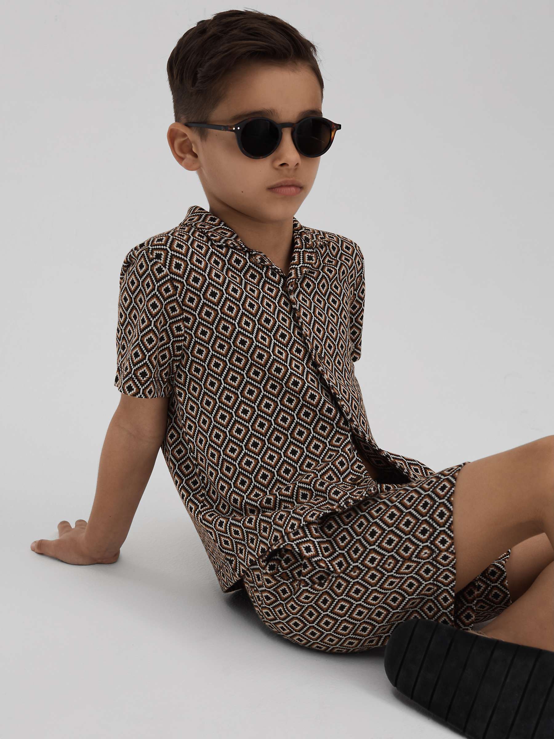 Buy Reiss Kids' Grove Abstract Print Shirt, Tobacco/Multi Online at johnlewis.com