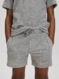Reiss Kids' Fletcher Velour Cable Drawstring Shorts, Soft Grey