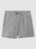 Reiss Kids' Fletcher Velour Cable Drawstring Shorts, Soft Grey