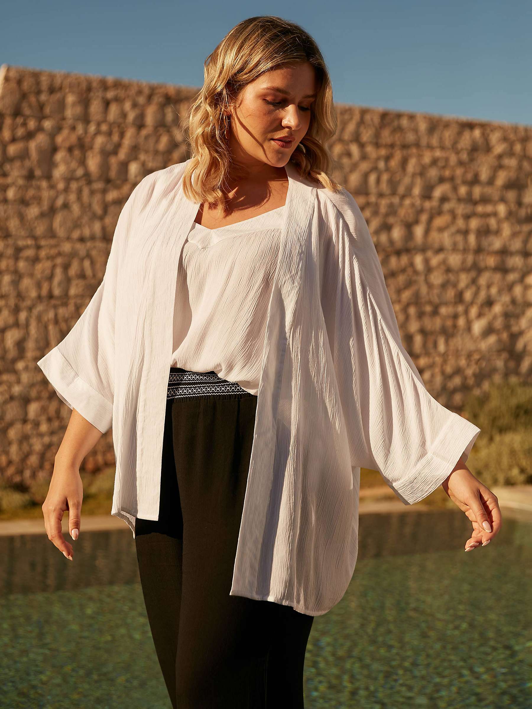 Buy Live Unlimited Curve Crinkle Kimono, White Online at johnlewis.com