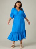 Live Unlimited Curve V-Neck Tiered Maxi Dress, Blue, Blue