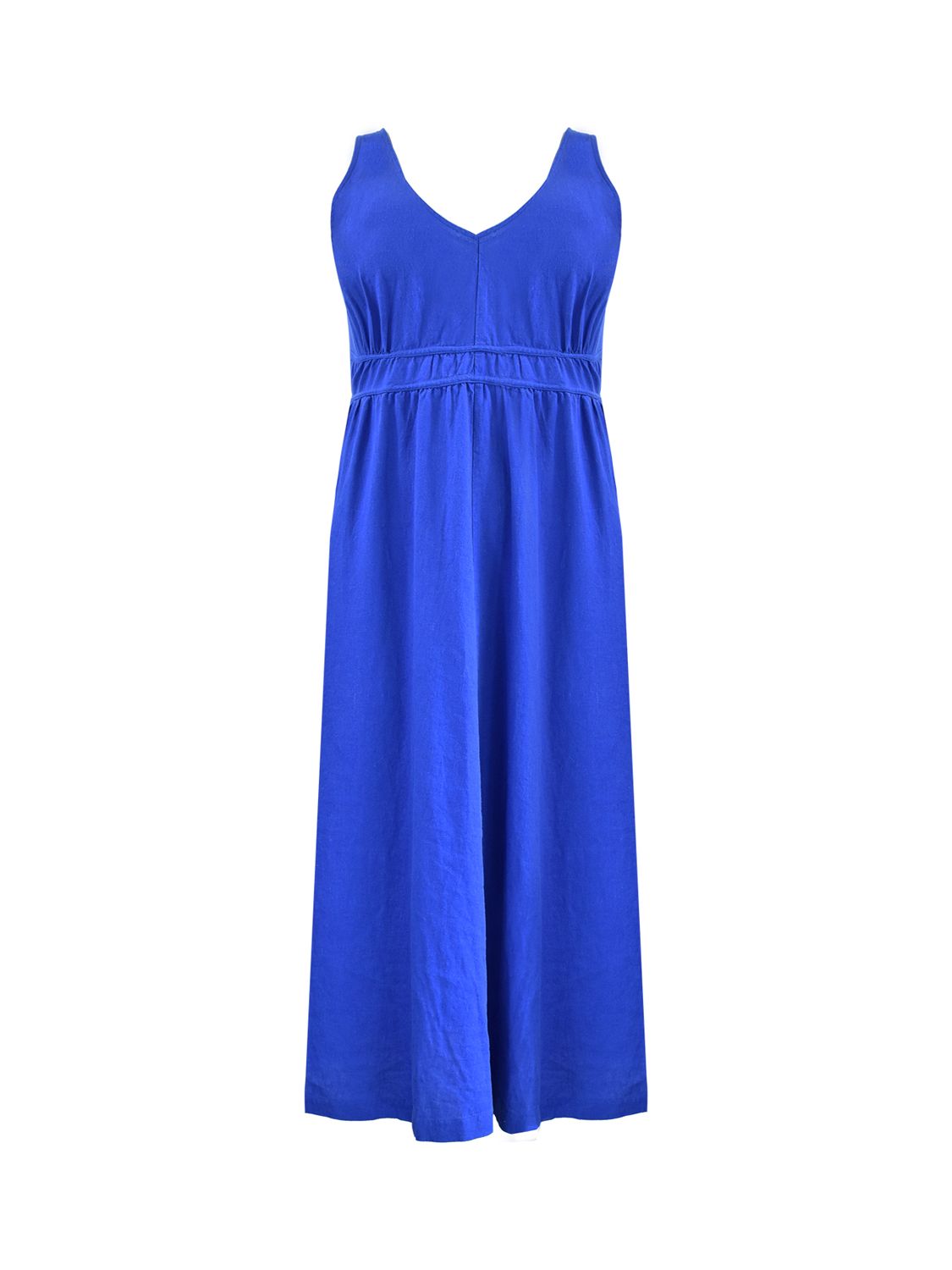 Live Unlimited Curve Linen Blend V-Neck Midi Dress, Blue, 12