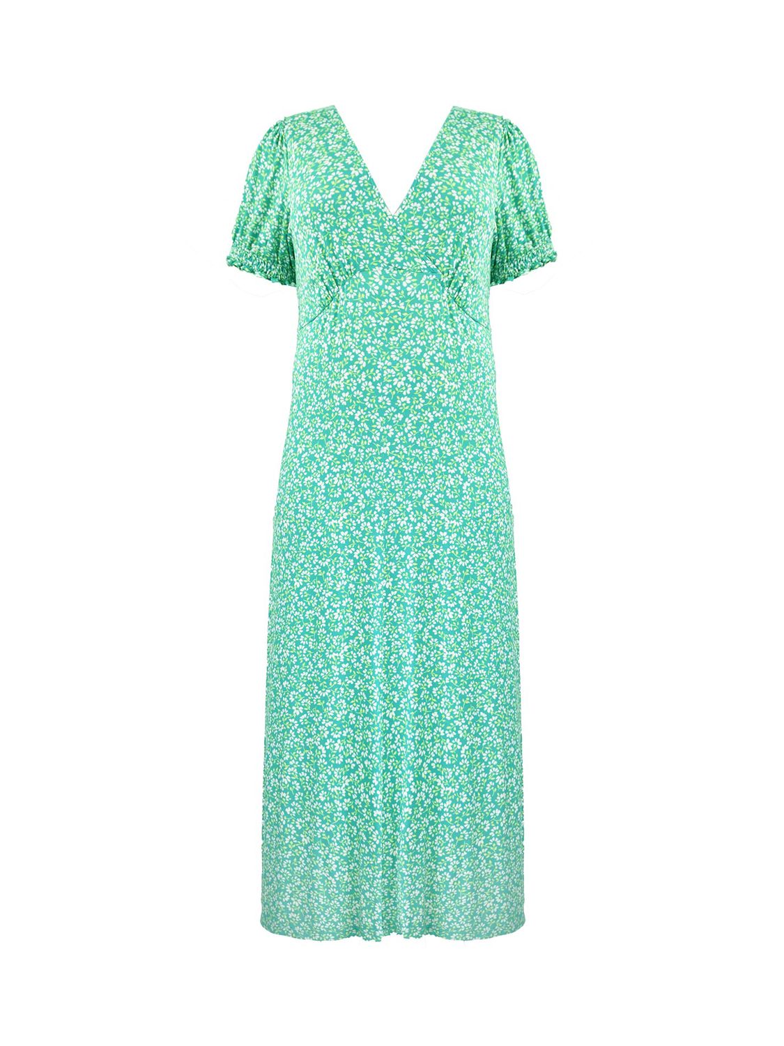 Live Unlimited Curve Ditsy Jersey Shirred Cuff Maxi Dress, Green, 12