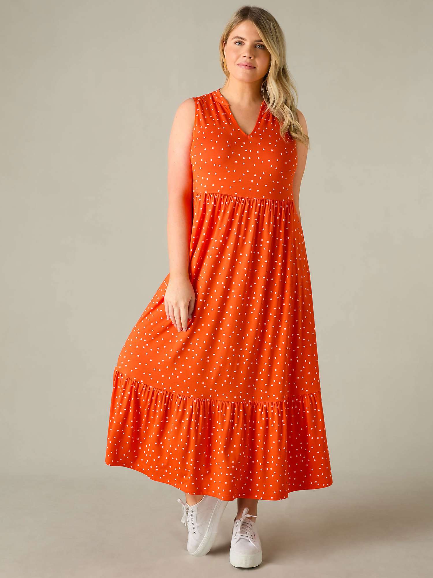 Buy Live Unlimited Curve Spot Jersey Sleeveless Midi Dress, Red Online at johnlewis.com