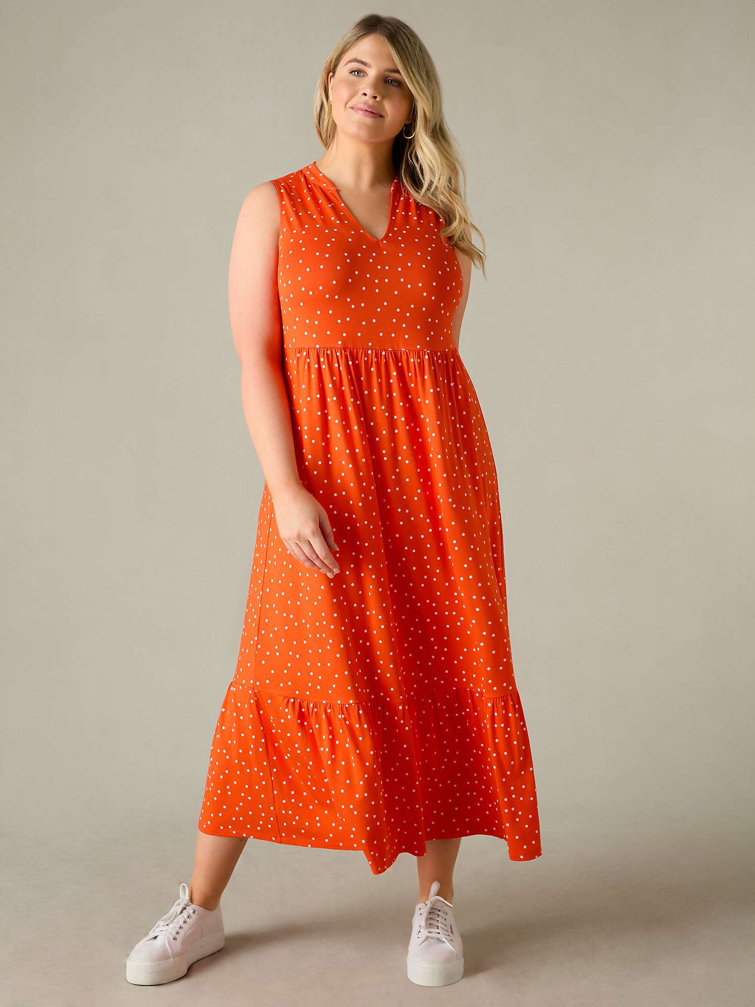 Buy Live Unlimited Curve Spot Jersey Sleeveless Midi Dress, Red Online at johnlewis.com