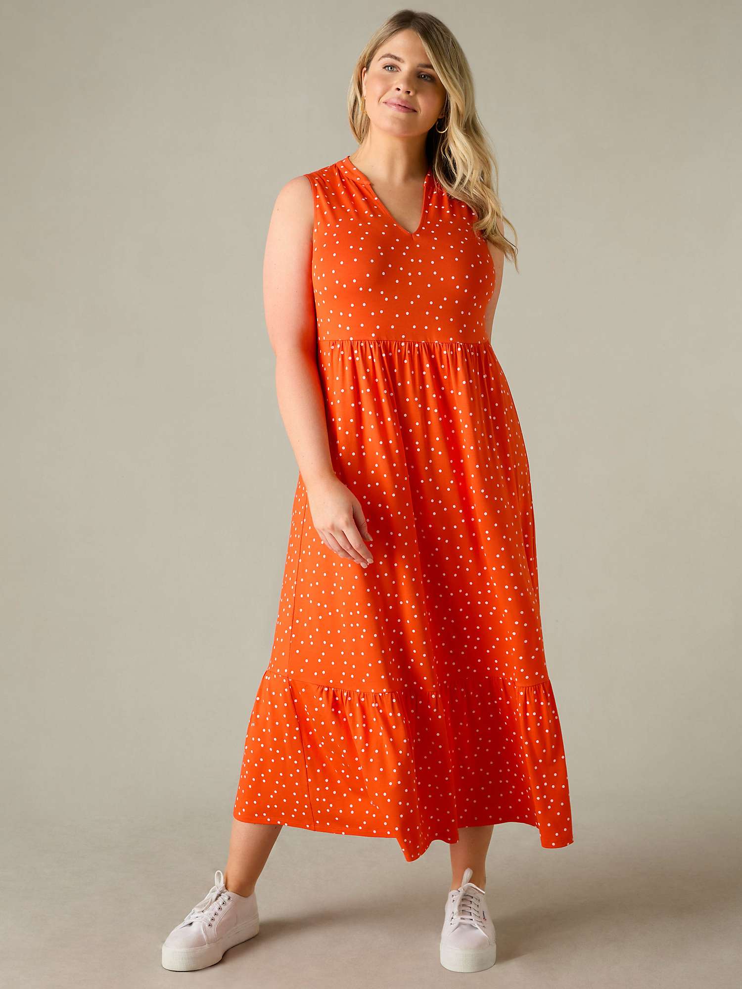 Buy Live Unlimited Curve Petite Spot Print Jersey Sleeveless Midi Dress, Red Online at johnlewis.com