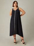 Live Unlimited Curve Petite Knit Trim Hanky Hem Dress, Black