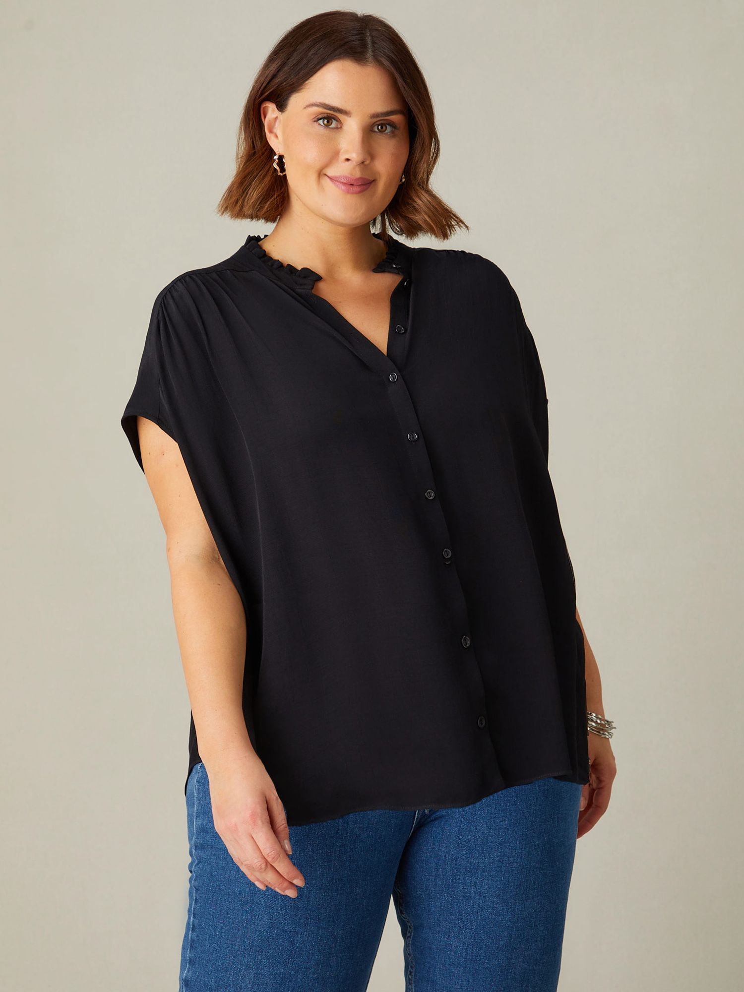 Live Unlimited Curve Frill Collar Blouse, Black, 12