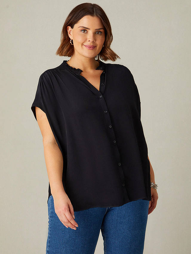 Live Unlimited Curve Frill Collar Blouse, Black
