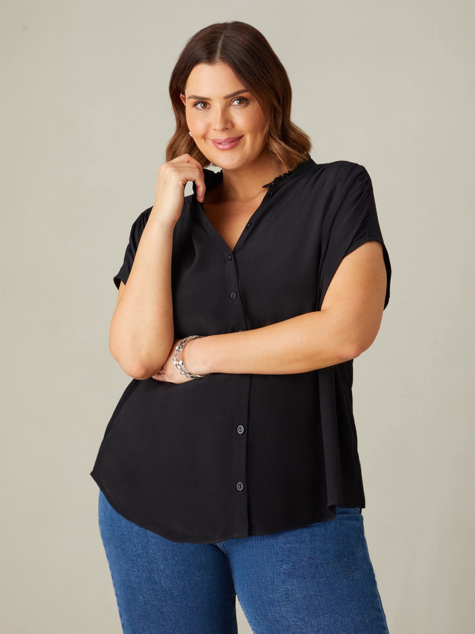 Live Unlimited Curve Frill Collar Blouse, Black, 12