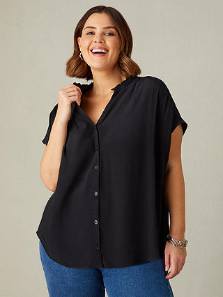 Live Unlimited Curve Frill Collar Blouse, Black
