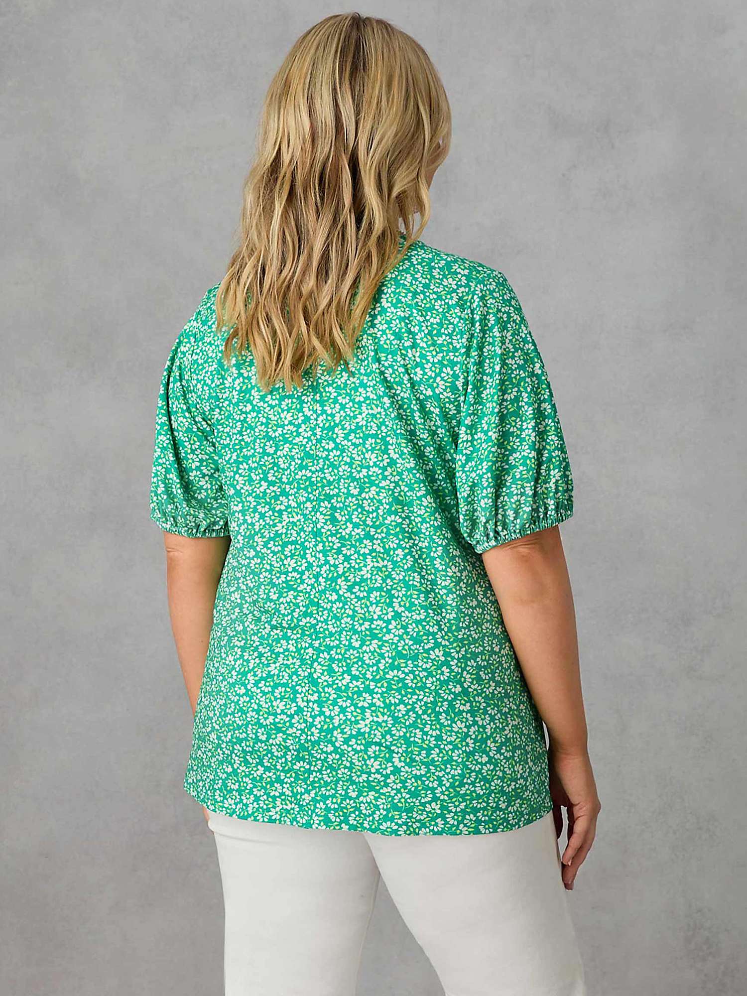 Buy Live Unlimited Curve Ditsy Jersey Blouse, Green Online at johnlewis.com