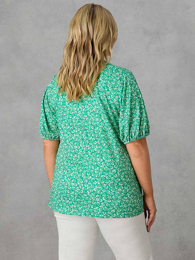 Live Unlimited Curve Ditsy Jersey Blouse, Green