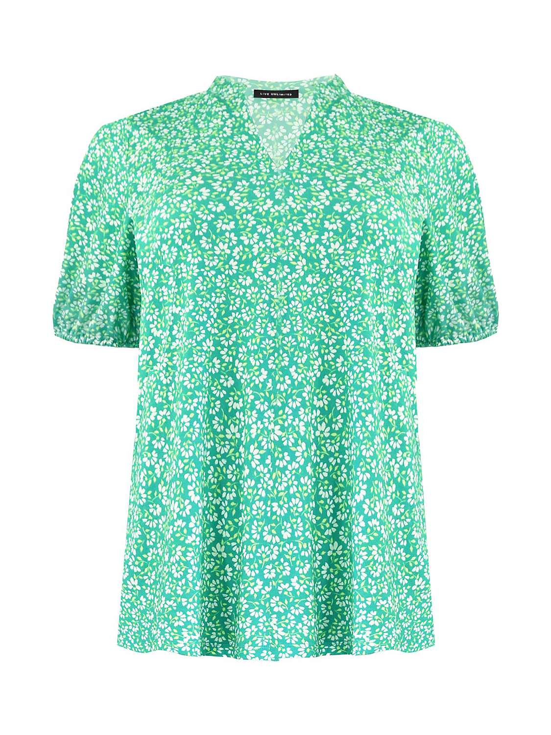 Buy Live Unlimited Curve Ditsy Jersey Blouse, Green Online at johnlewis.com