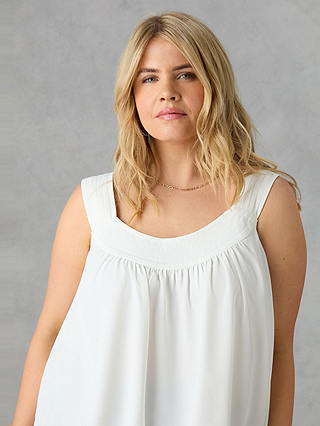 Live Unlimited Curve Relaxed Fit Pleat Neck Sleeveless Blouse, Ivory