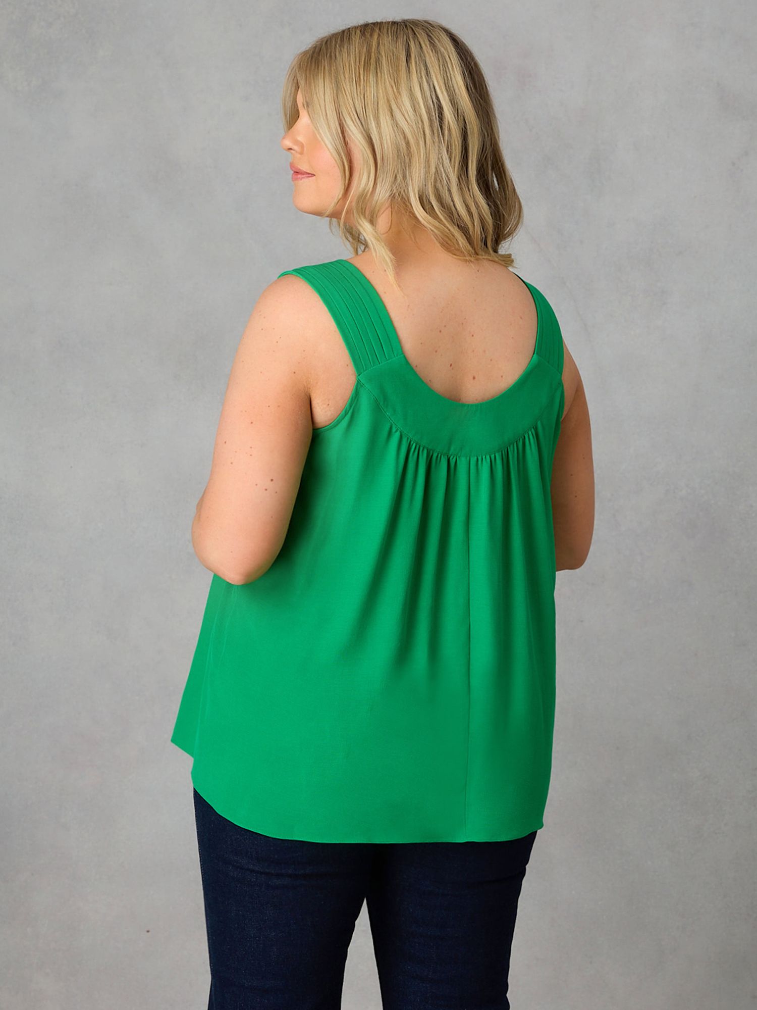 Live Unlimited Curve Relaxed Fit Pleat Neck Sleeveless Blouse, Green, 12