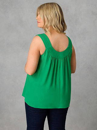 Live Unlimited Curve Relaxed Fit Pleat Neck Sleeveless Blouse, Green