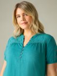 Live Unlimited Curve Jersey Broderie Blouse, Turquoise