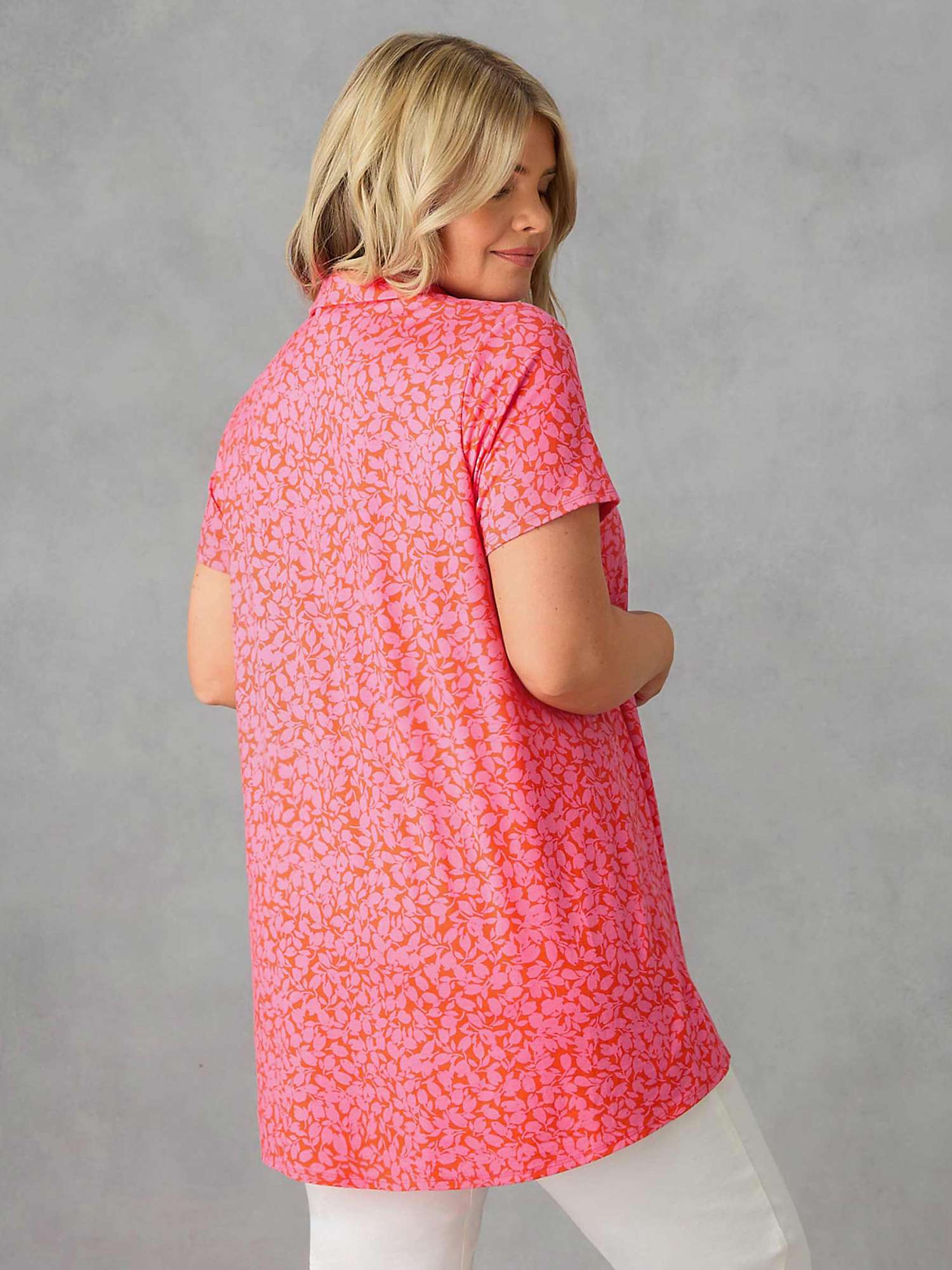 Buy Live Unlimited Curve Floral Jersey Relaxed Shirt, Pink Online at johnlewis.com