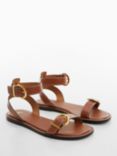 Mango Isla Leather Strap Sandals, Tan